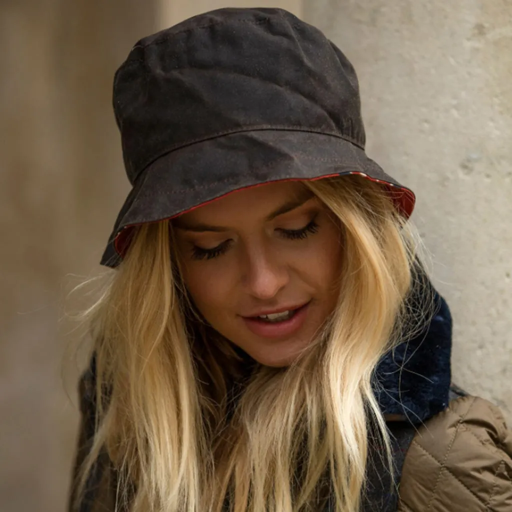 Waxed Cotton Bucket Style British Flag Hat, with small rim