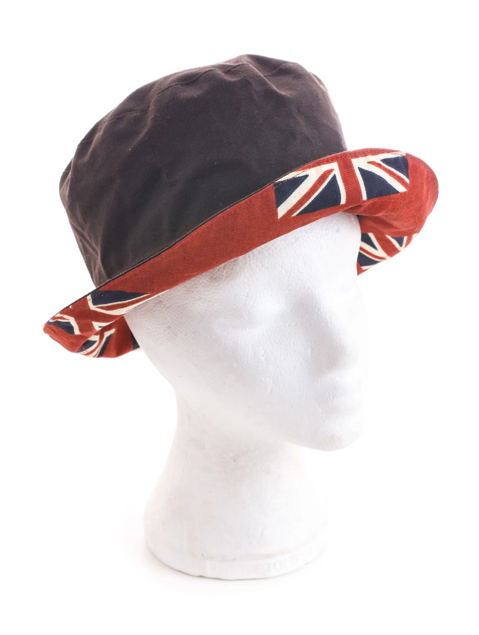 Waxed Cotton Bucket Style British Flag Hat, with small rim