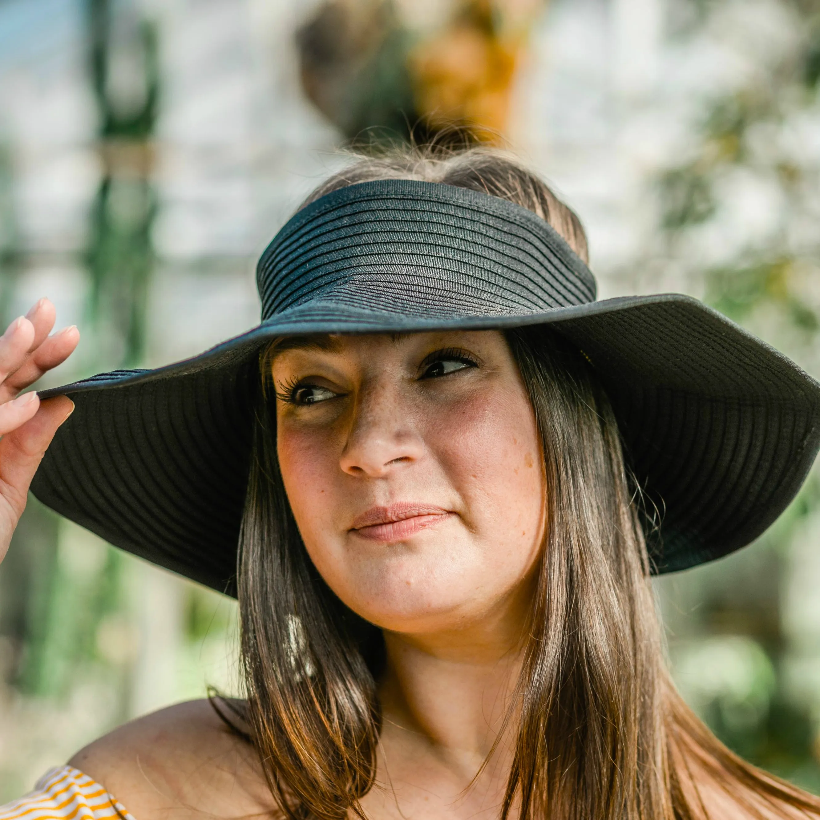 Women's Wide Brim Sun Visor - Black